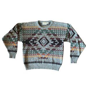 Vintage London Fog Geometric Pattern Sweater Acrylic/Wool Blend  XXL-Tall